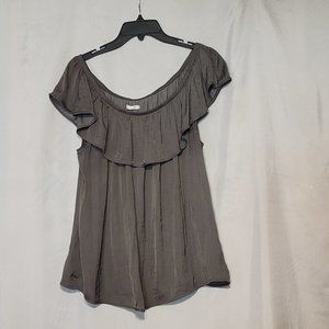 Maurices Lg charcoal sleeveless peasant blouse 100% polyester.